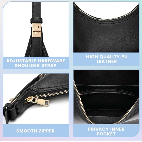 New Shoulder Handbags 3 Ways Adjust Strap, Waterproof Clutche Purses Hobo black - Picture 8 of 8